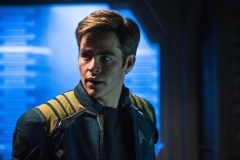 Chris Pine plays Kirk in Star Trek Beyond from Paramount Pictures, Skydance, Bad Robot, Sneaky Shark and Perfect Storm Entertainment